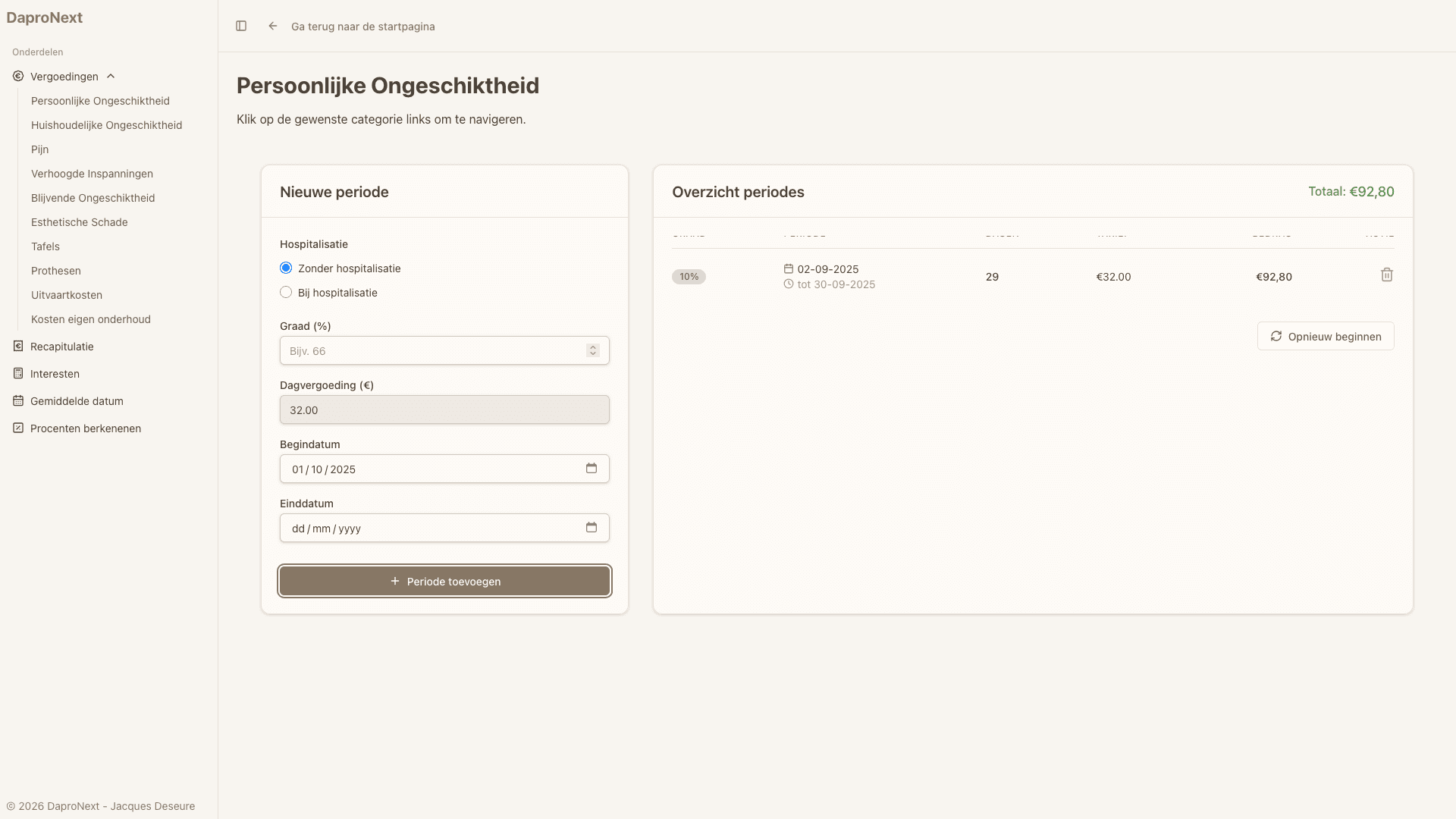 Vorschau des Projekts DaproNext - Entschädigungsrechner