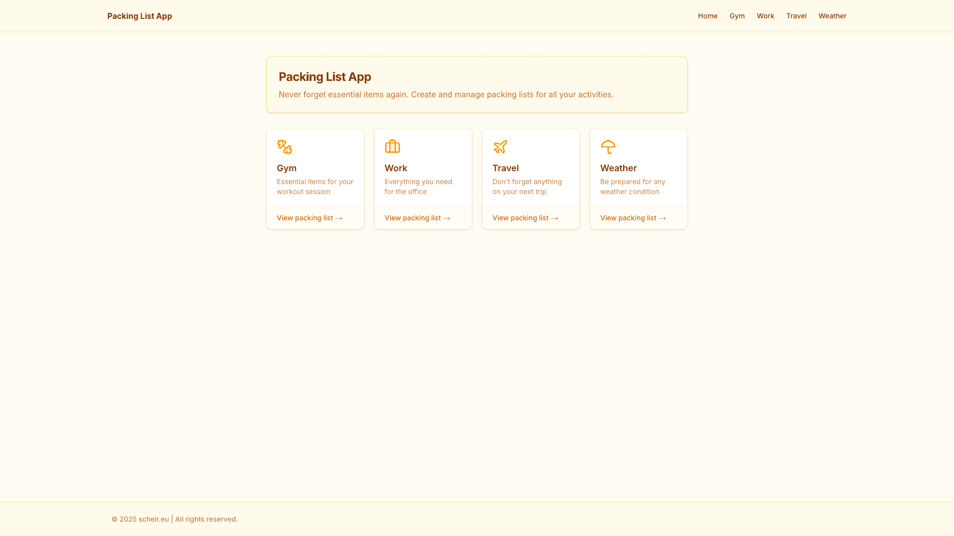 Vorschau des Projekts Packlisten-Manager - Organisationstool