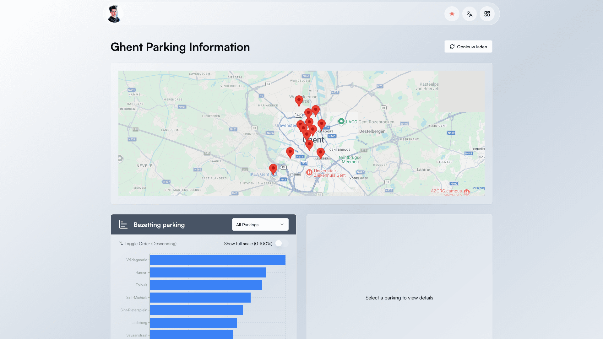 Vorschau des Projekts Gent Parking - Echtzeit-Parkinformationen