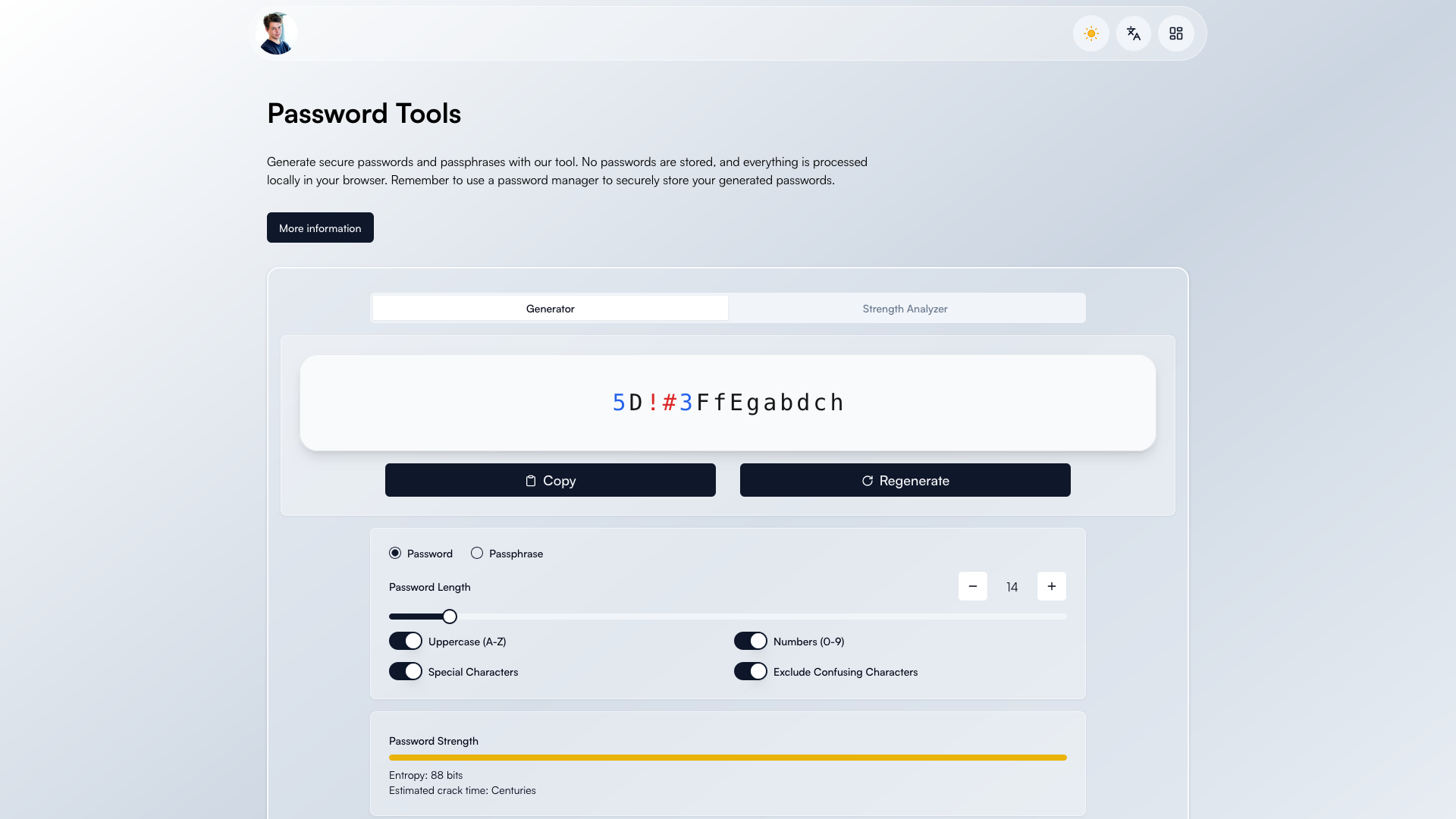 Vorschau des Projekts Sicherer Passwortgenerator